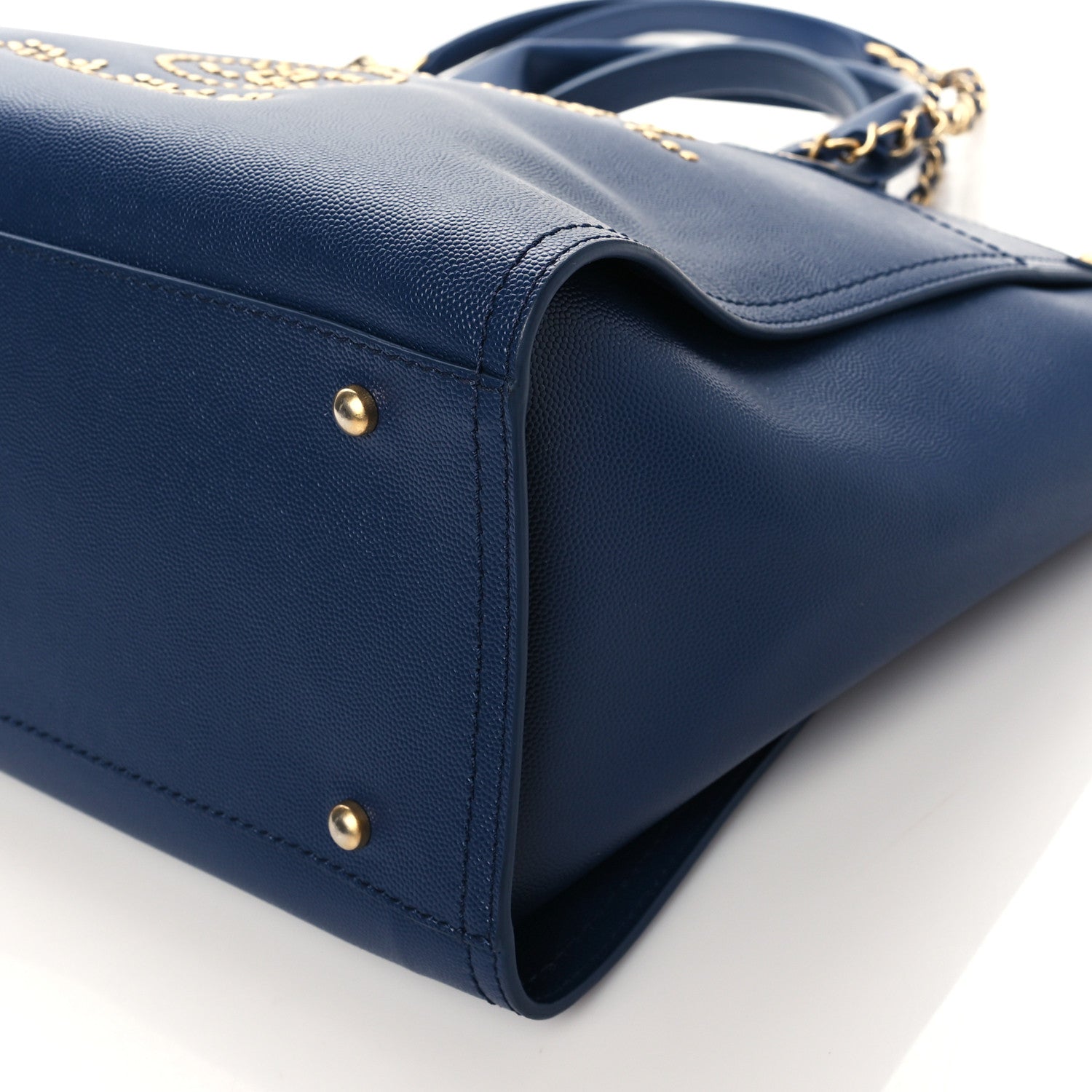 Chanel Caviar Small Studded Deauville Tote Navy 9 of 9
