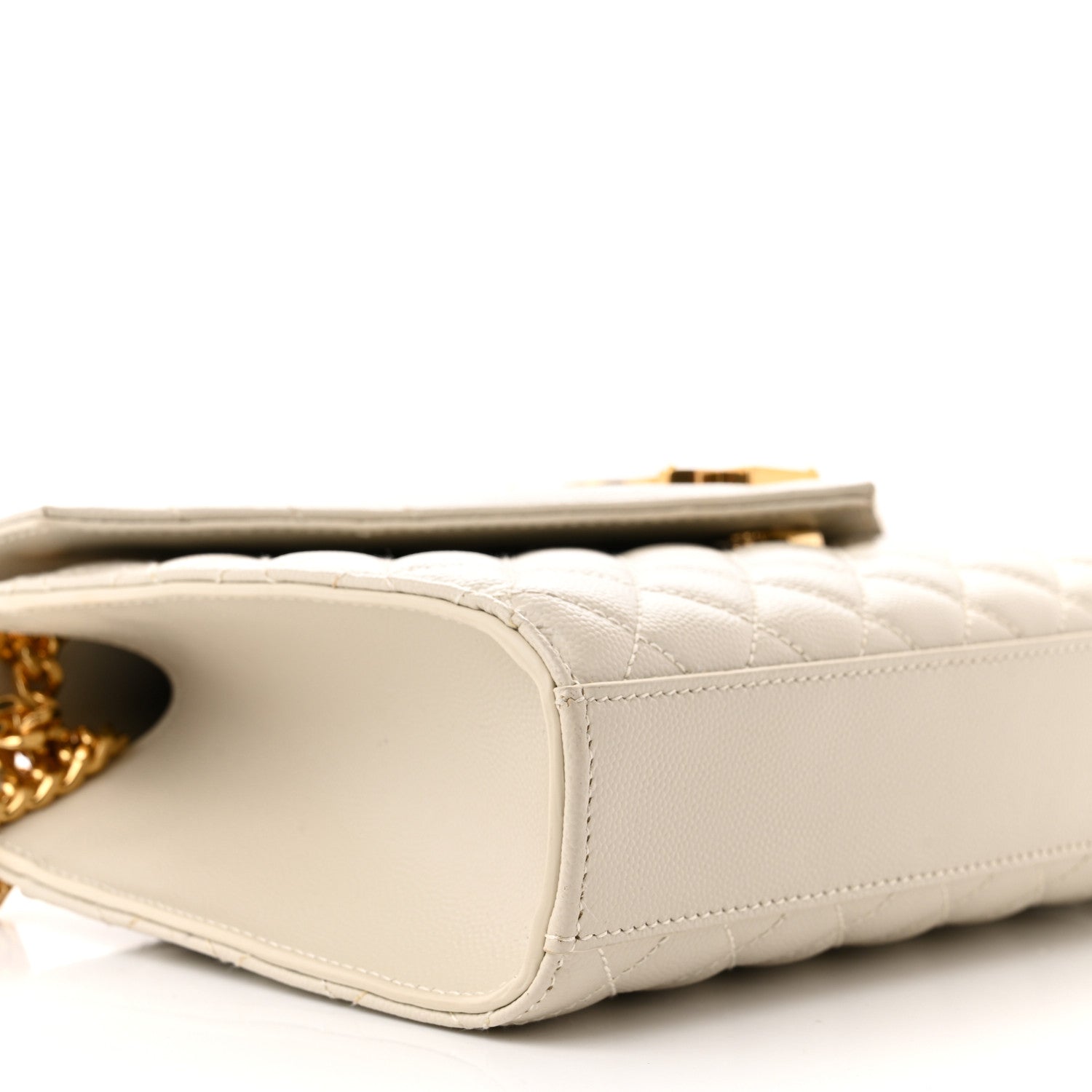 Saint Laurent Grain De Poudre Textured Mixed Matelasse Medium Triquilt Monogram Satchel Crema Soft 9 of 11