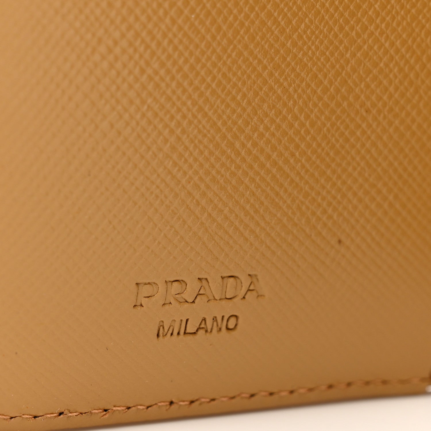 Prada Saffiano Triangle Compact Zip Around Wallet Miele 8 of 13