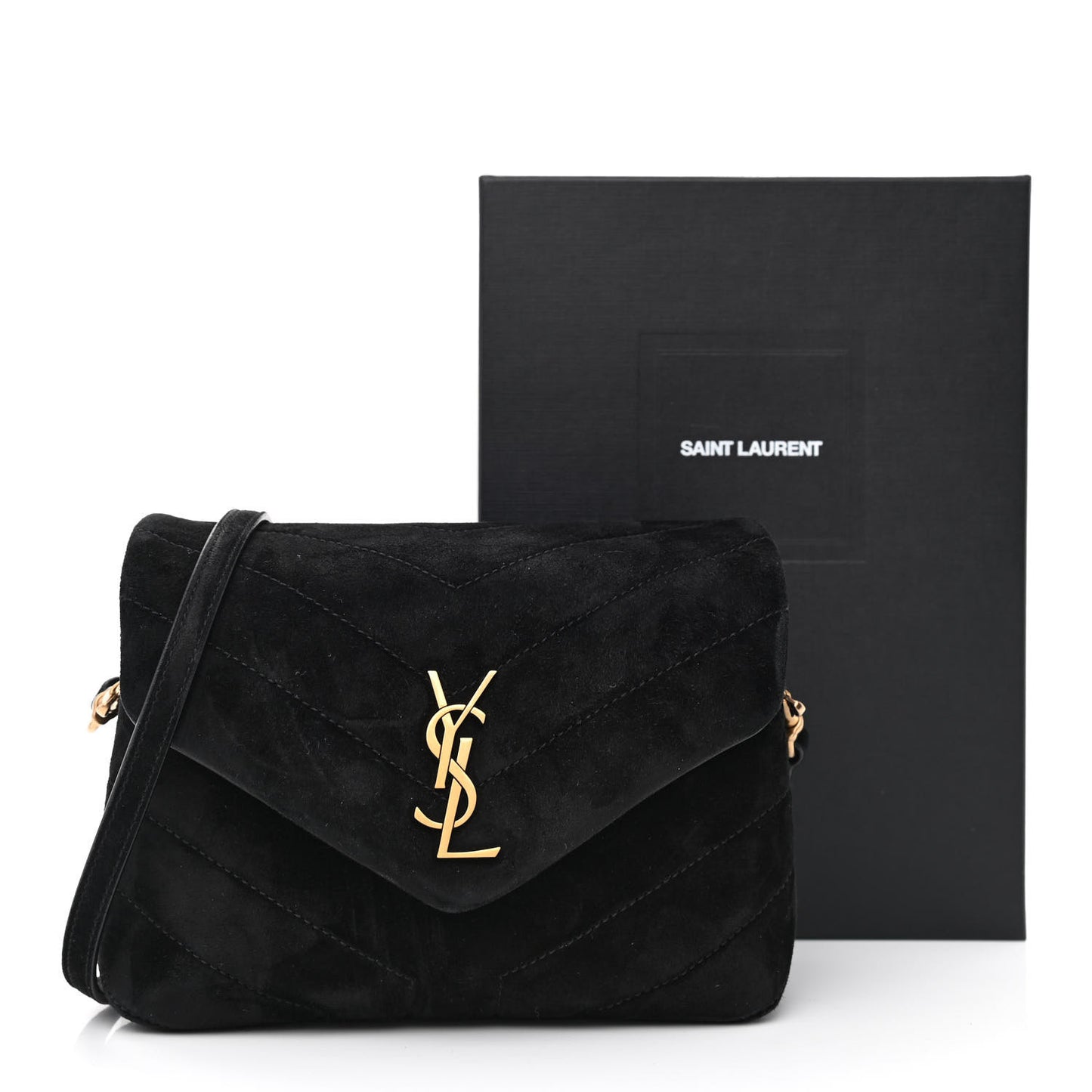Suede Y Quilted Monogram Toy Loulou Crossbody Bag Black