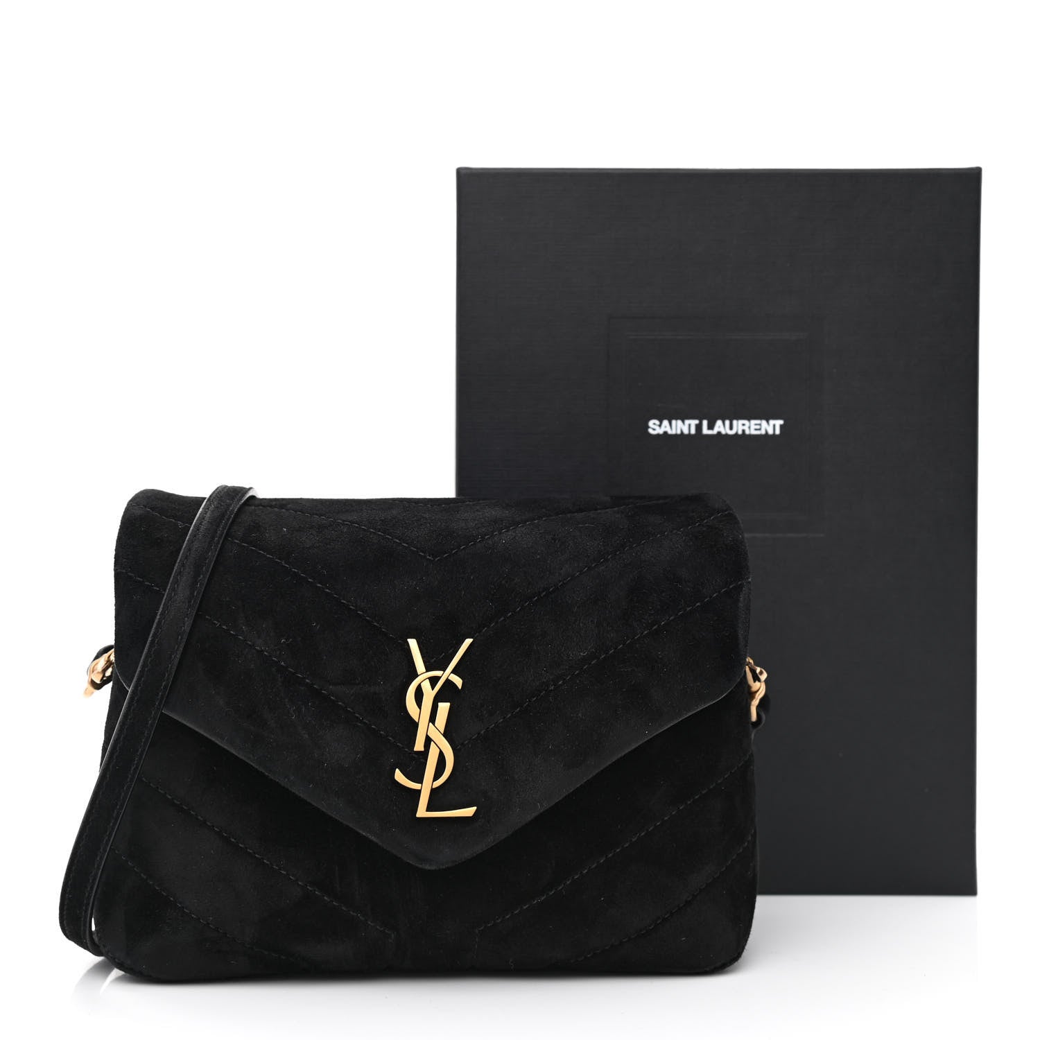Saint Laurent Suede Y Quilted Monogram Toy Loulou Crossbody Bag Black 11 of 11