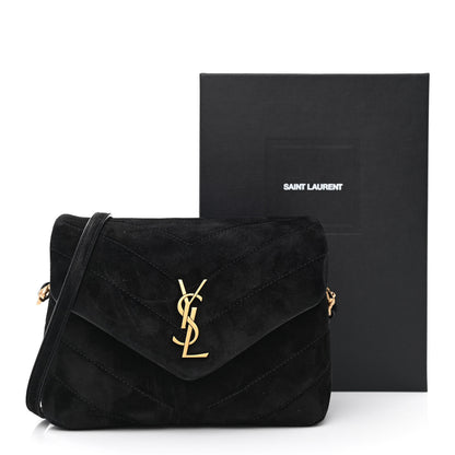 Saint Laurent Suede Y Quilted Monogram Toy Loulou Crossbody Bag Black 11 of 11