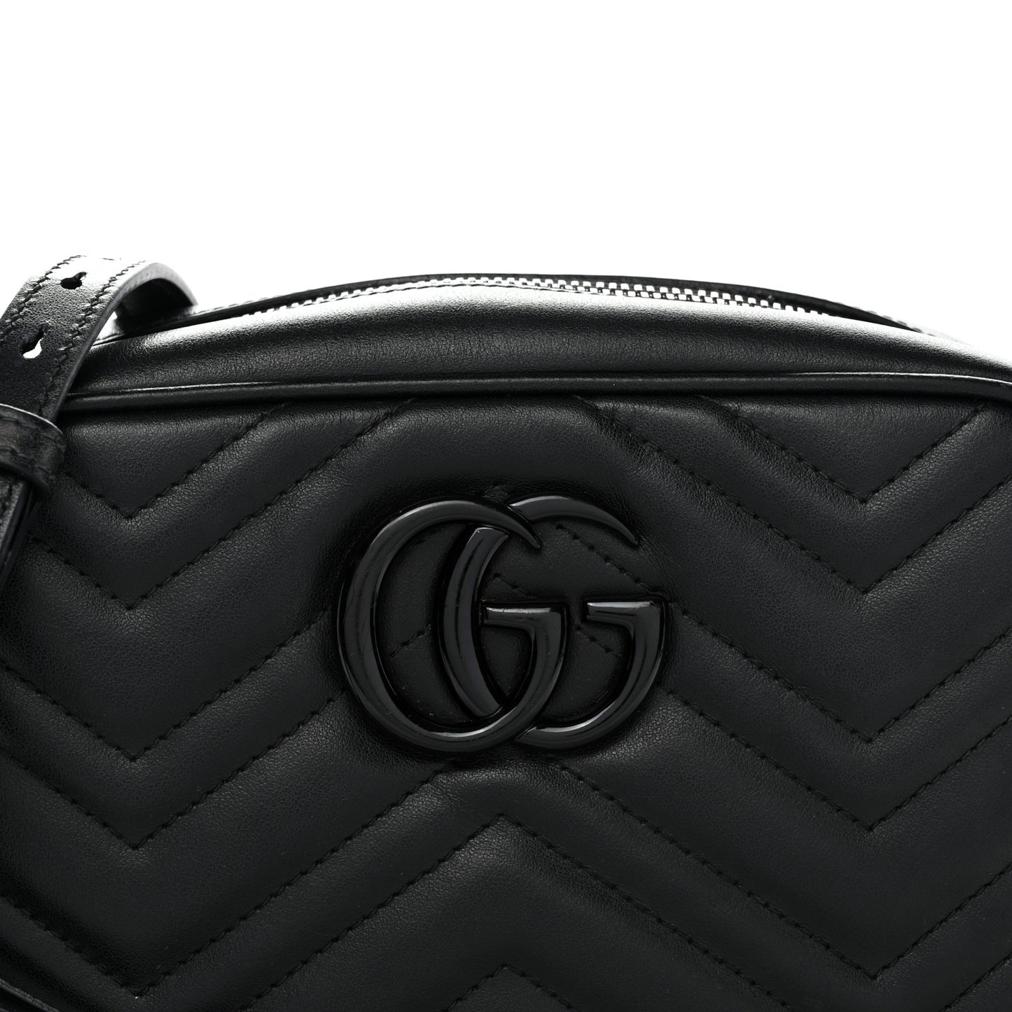 Calfskin Matelasse Monochrome Small GG Marmont Chain Shoulder Bag Black