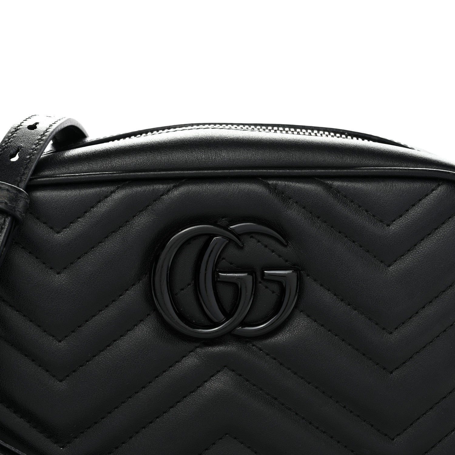Gucci Calfskin Matelasse Monochrome Small GG Marmont Chain Shoulder Bag Black 8 of 13