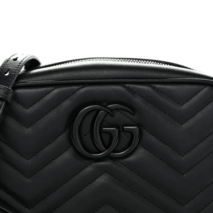 Gucci Calfskin Matelasse Monochrome Small GG Marmont Chain Shoulder Bag Black 8 of 13