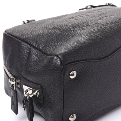 Prada Vitello Daino Embossed Logo Bowler Black 7 of 12