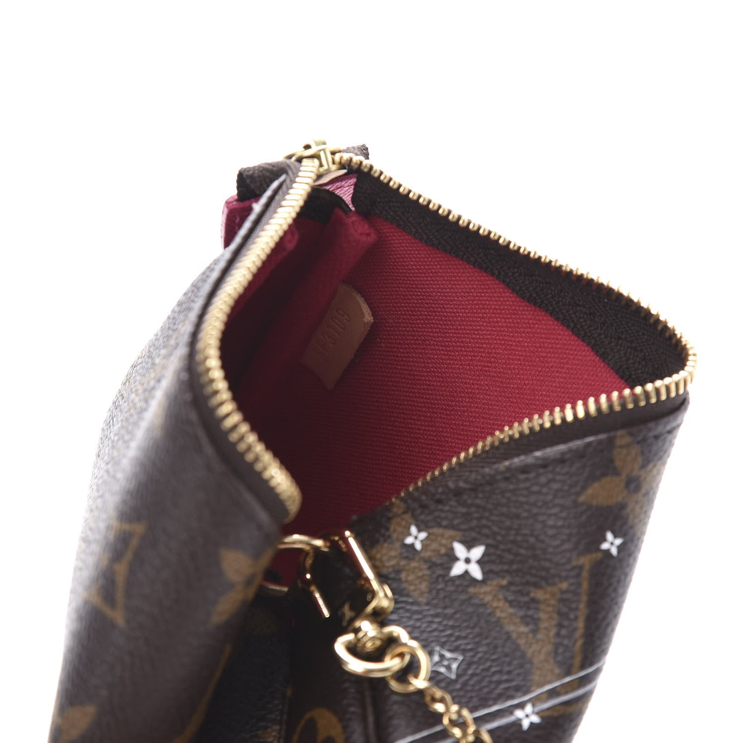 Louis Vuitton Monogram 2019 Christmas Animation Mini Courchevel Pochette Accessories Fuchsia 9 of 10