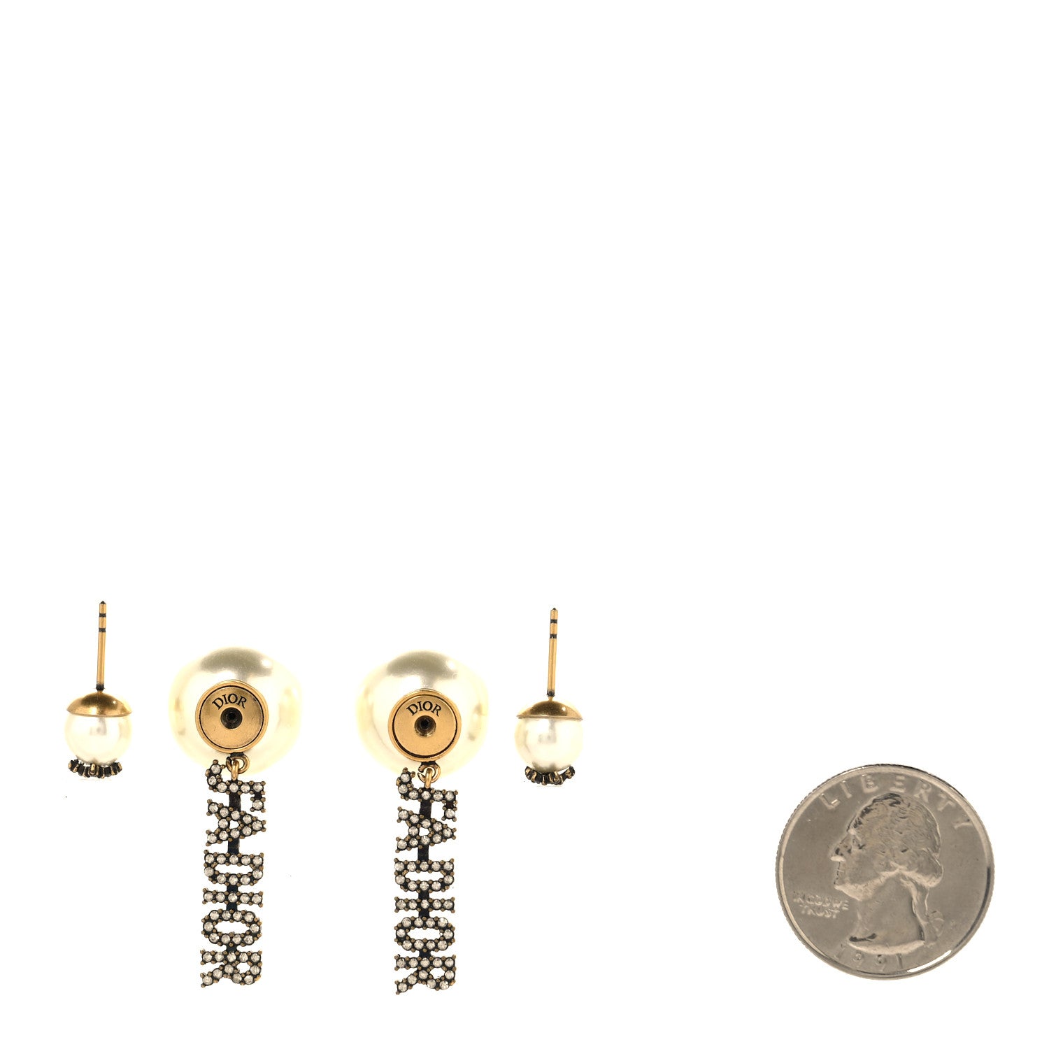 Christian Dior Pearl Crystal J'Adior Tribales Earrings Antique Gold 3 of 5