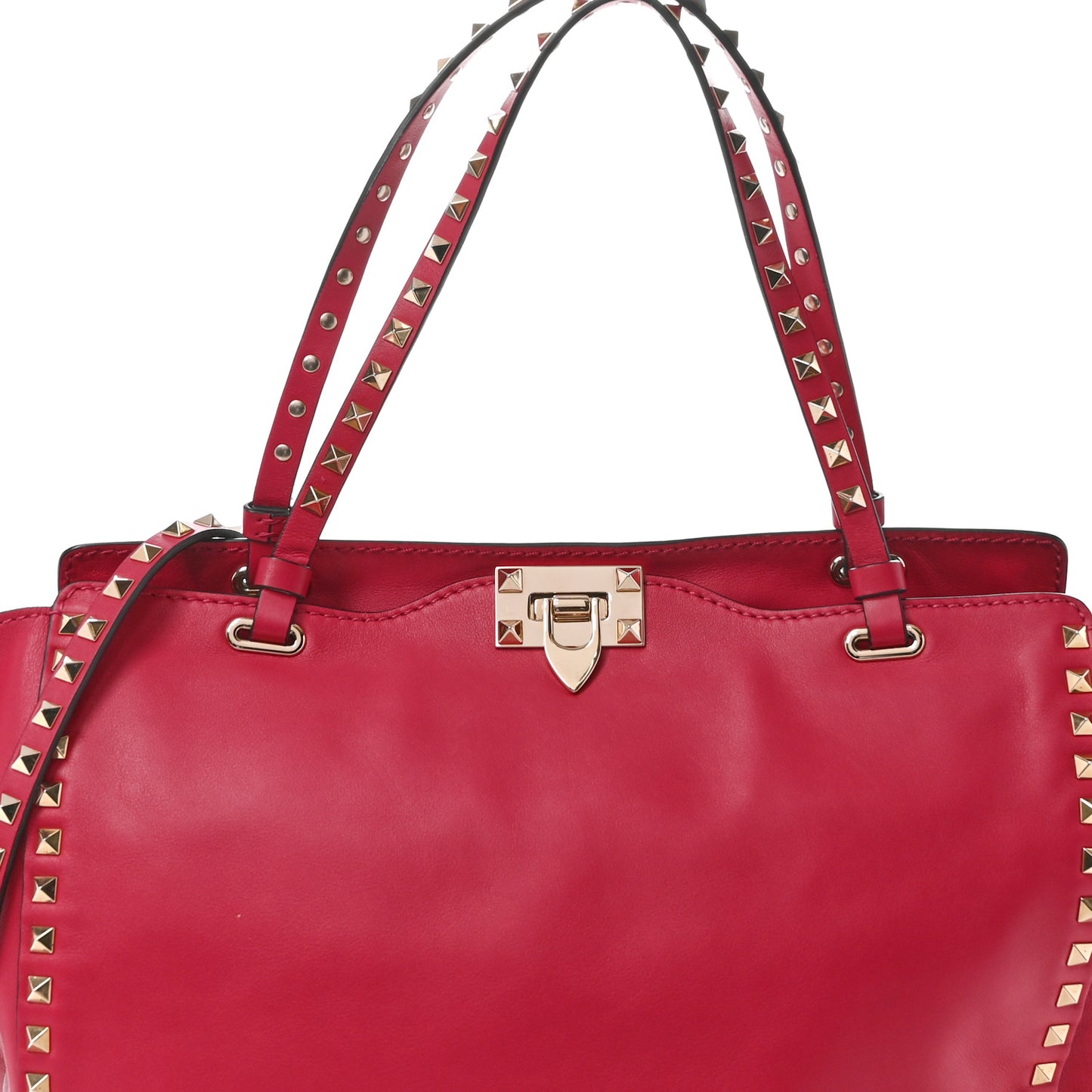 Vitello Medium Rockstud Tote Deep Rose