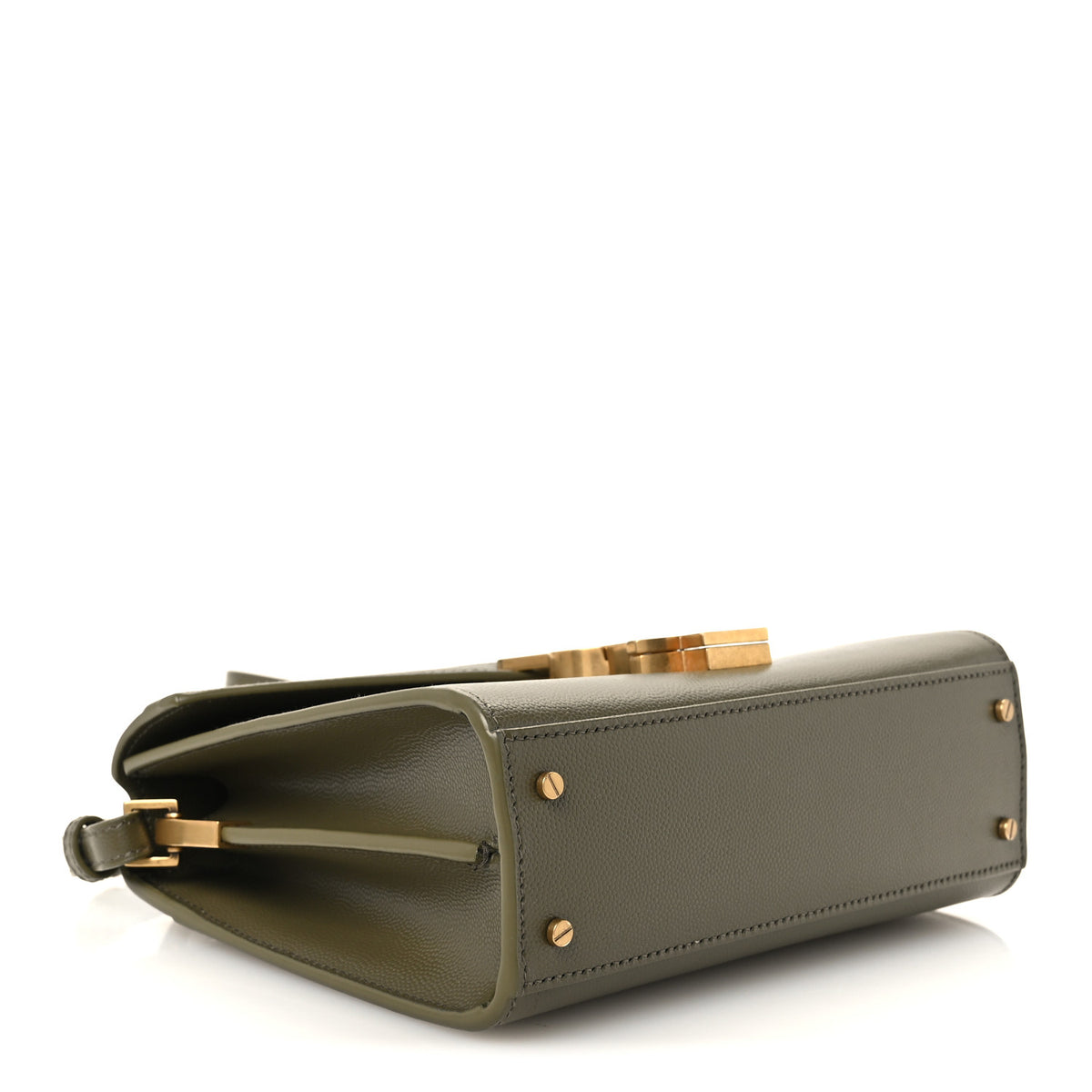 Saint Laurent Grain de Poudre Mini Classic Monogram Cassandra Top Handle Olive 4 of 10