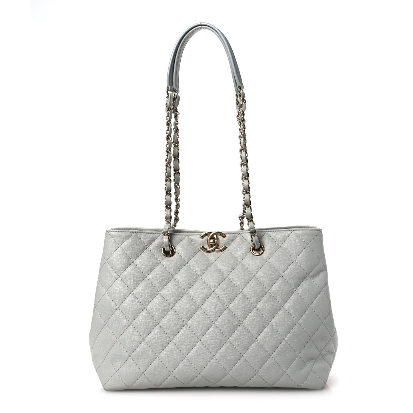Caviar Quilted Shopping Tote Light Green