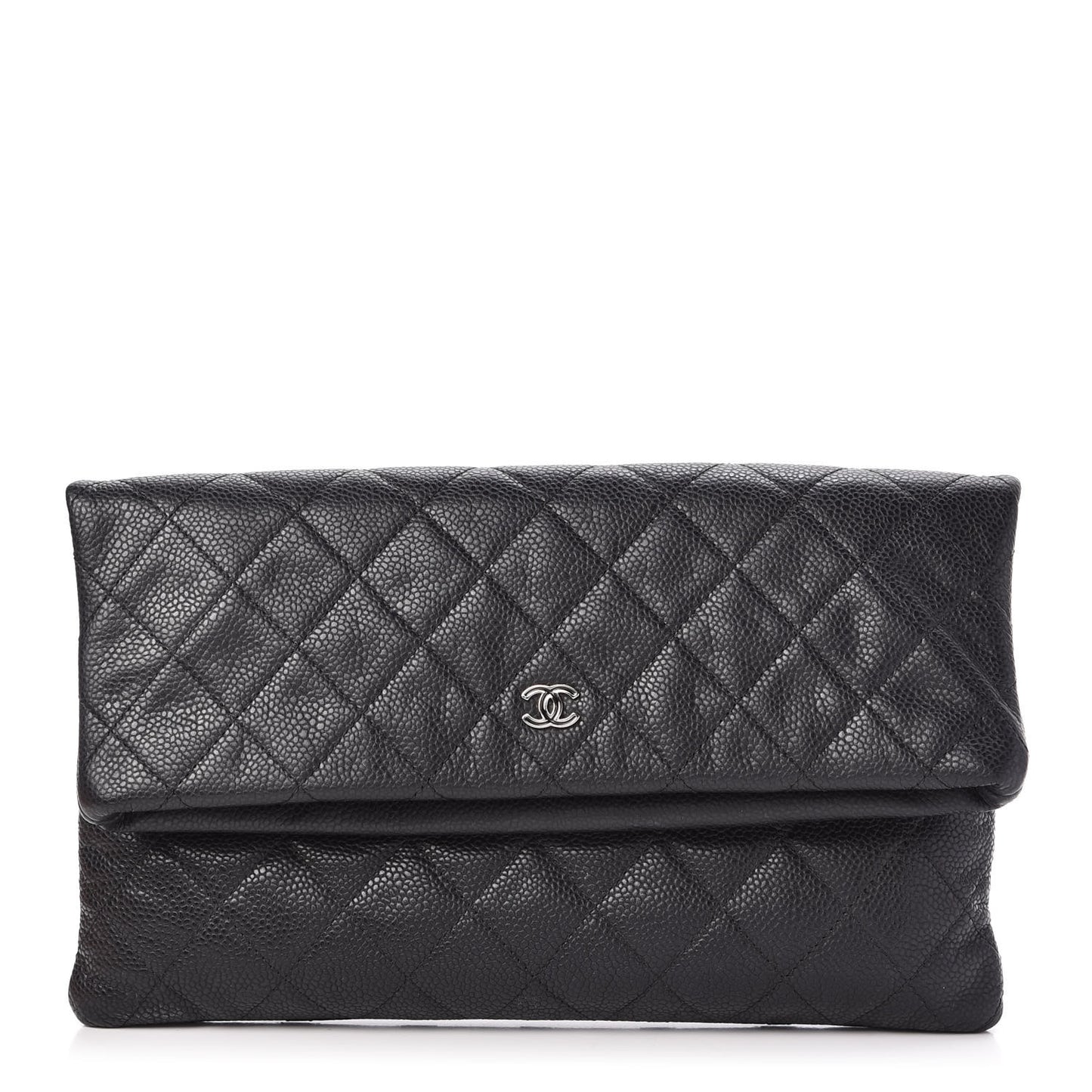 Caviar Quilted CC Beauty Clutch Black