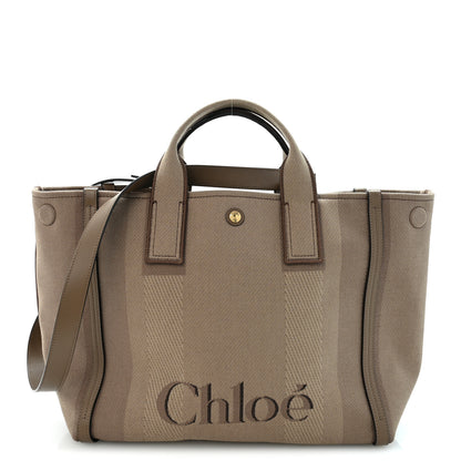 Chloe Canvas Calfskin Medium Logo Carry Tote Deep Taupe 1 of 10