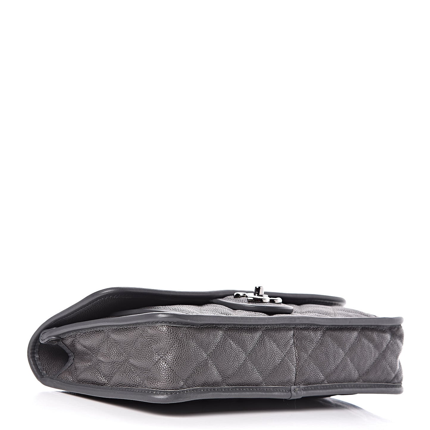 Caviar Quilted Large French Riviera Flap Dark Grey