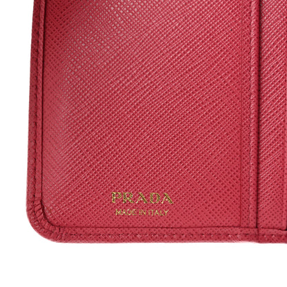 Prada Saffiano Metal Compact Wallet Peonia 6 of 13