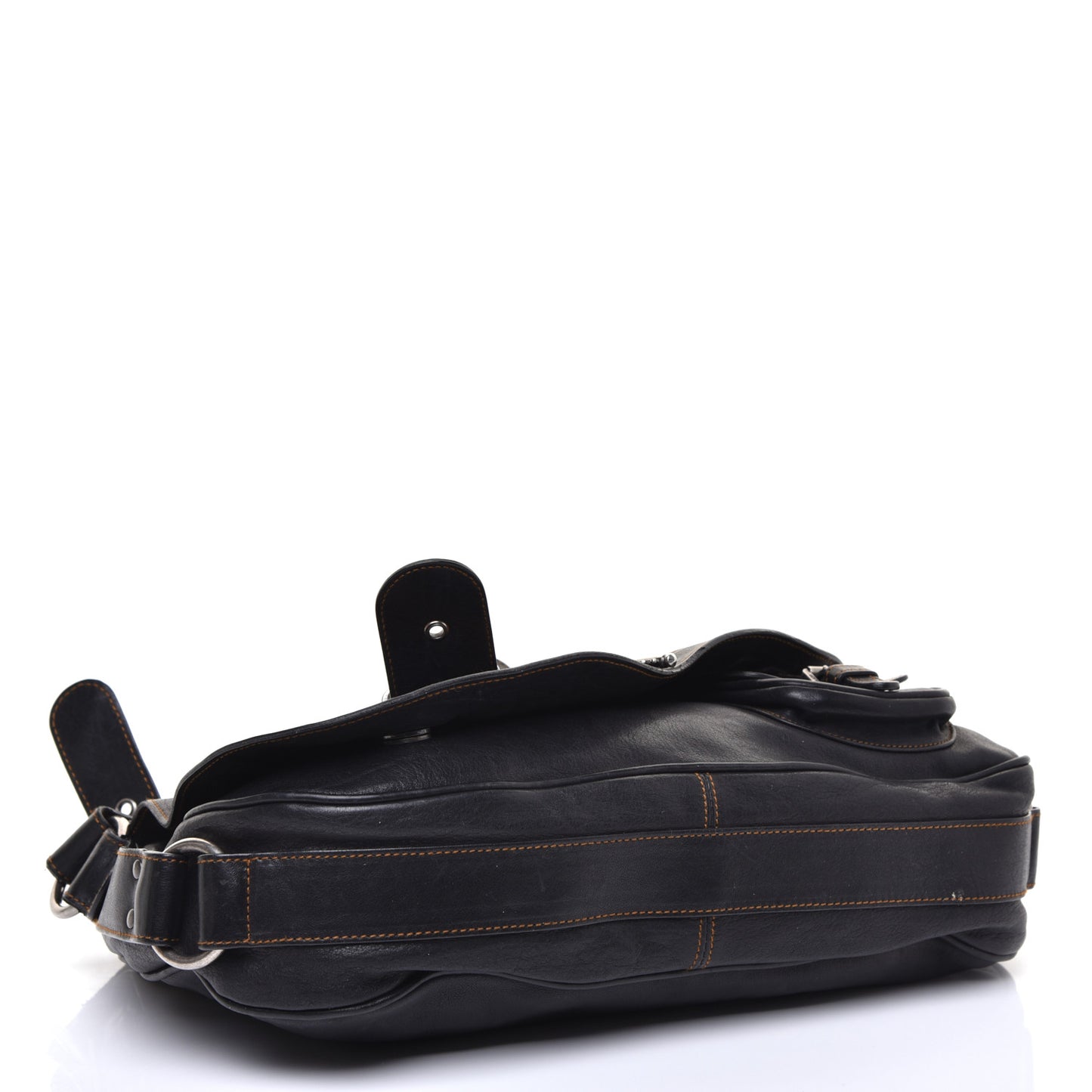Calfskin Medium Gaucho Double Saddle Bag Black