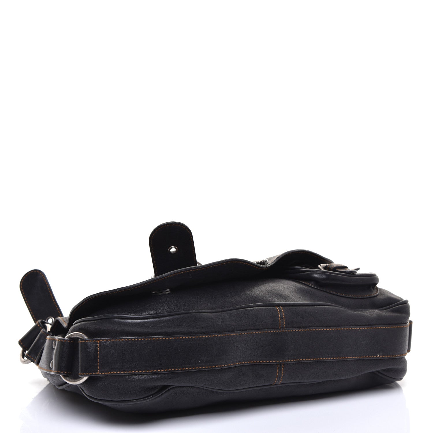Christian Dior Calfskin Medium Gaucho Double Saddle Bag Black 4 of 10