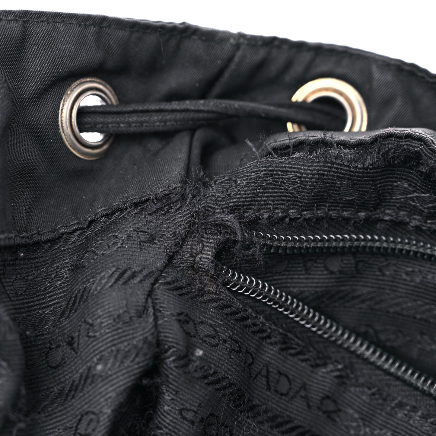 Tessuto Nylon Crocodile Embossed Calfskin Cinch Backpack Black