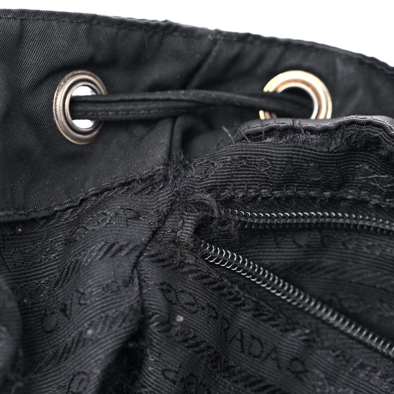 Prada Tessuto Nylon Crocodile Embossed Calfskin Cinch Backpack Black 10 of 28