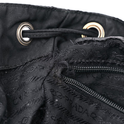 Prada Tessuto Nylon Crocodile Embossed Calfskin Cinch Backpack Black 10 of 28