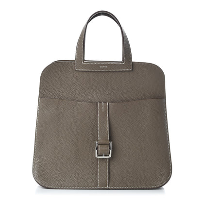 Hermes Taurillon Clemence Halzan 31 GM Etoupe 3 of 11