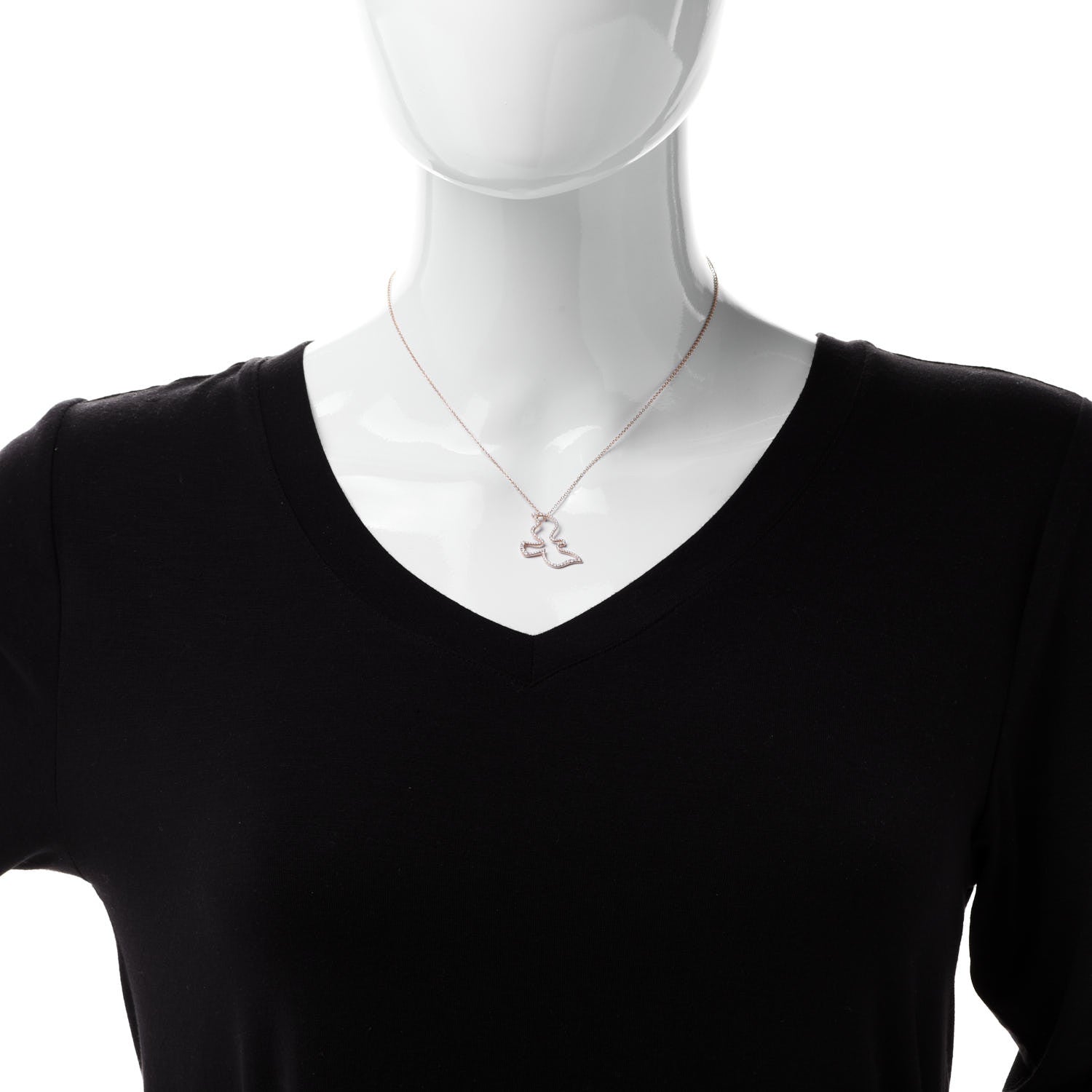 Tiffany 18K Rose Gold Diamond Paloma's Dove Pendant Necklace 2 of 5