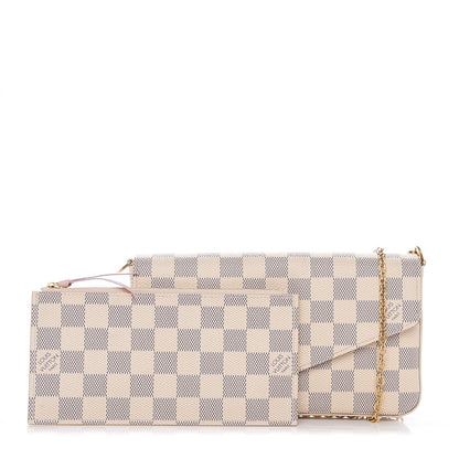 Louis Vuitton Damier Azur Pochette Felicie Chain Wallet Rose Ballerine 3 of 8