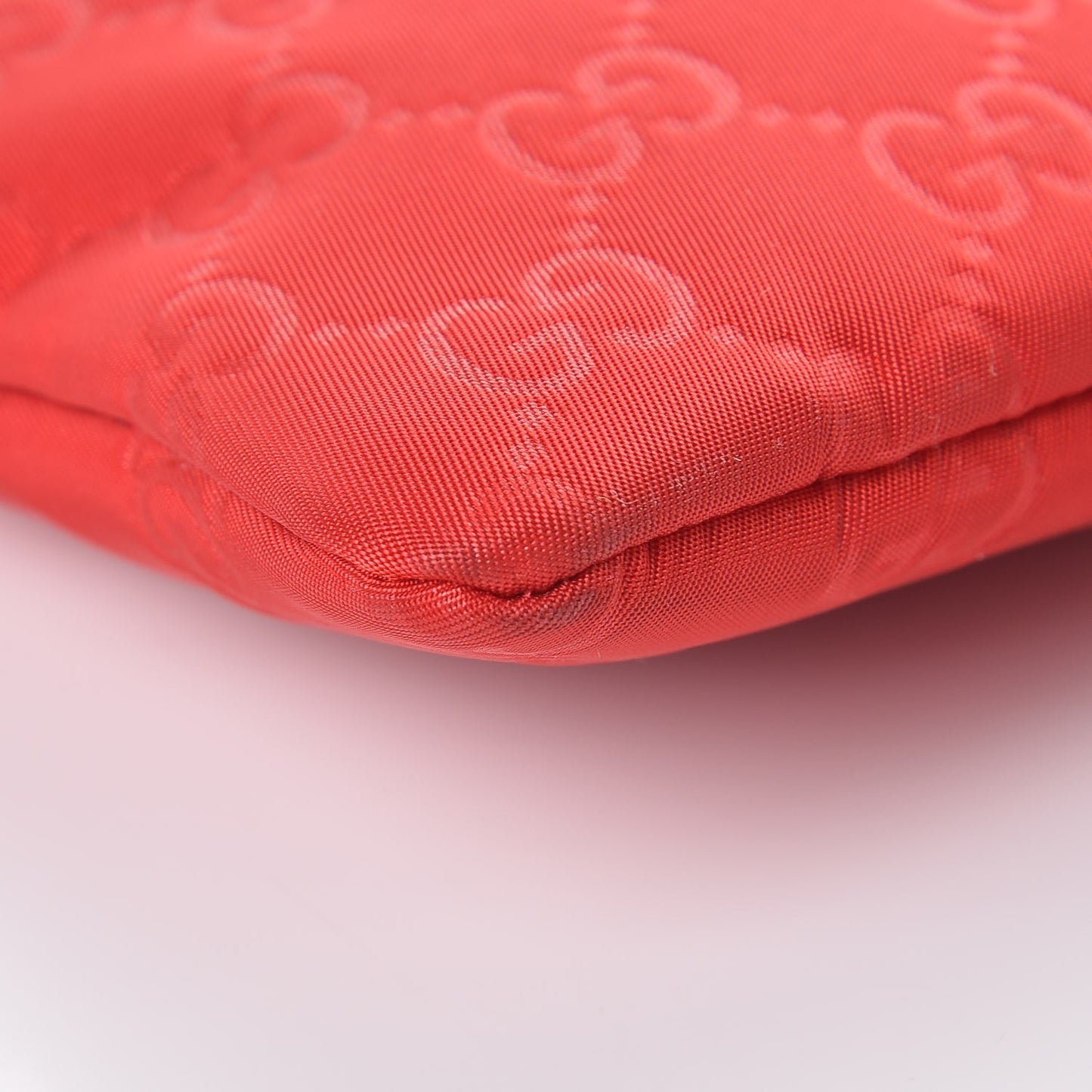 Nylon Monogram Zip Top Pouch Red