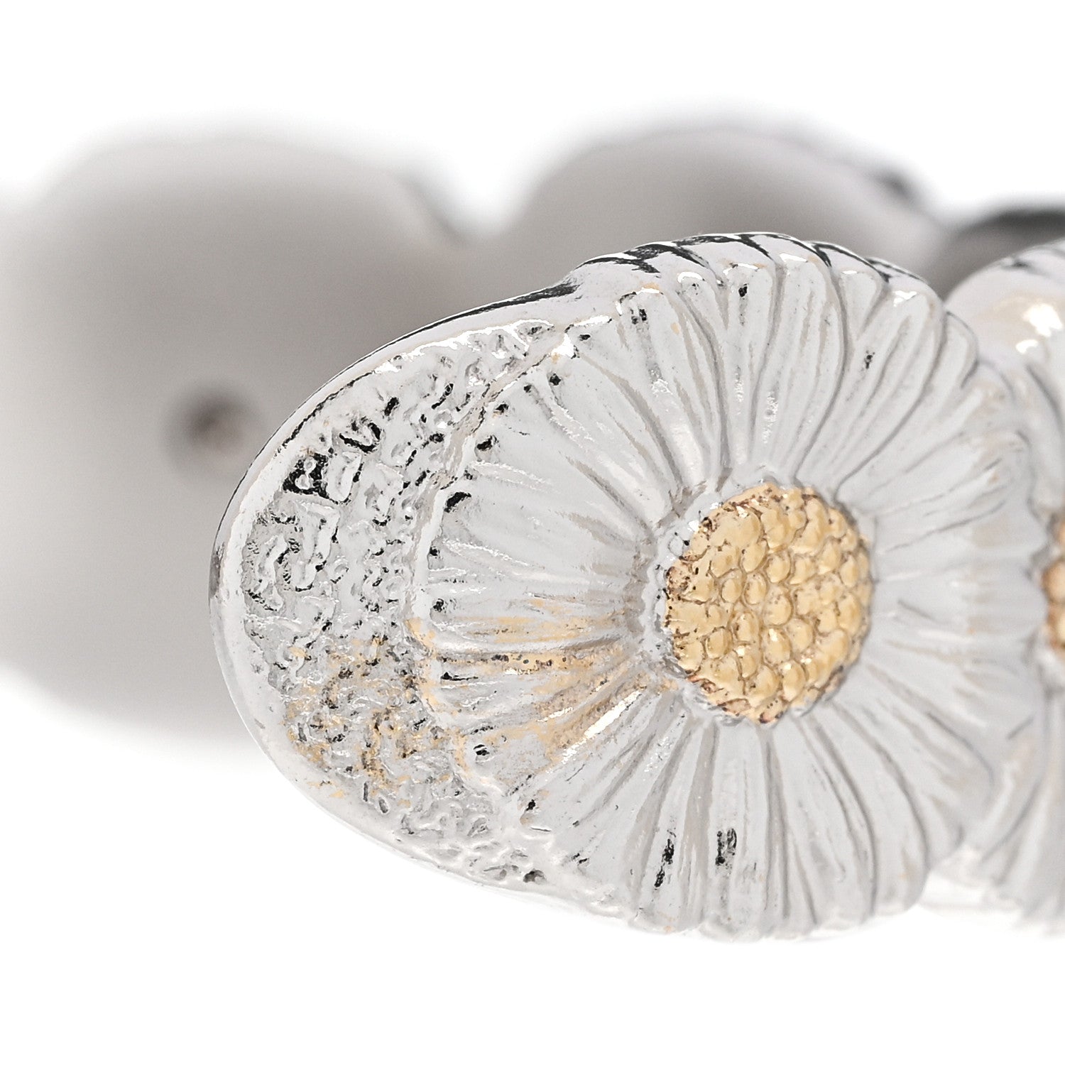 Buccellati Sterling Silver Vermeil Diamond Blossoms Daisy Narrow Cuff Bracelet 4 of 5