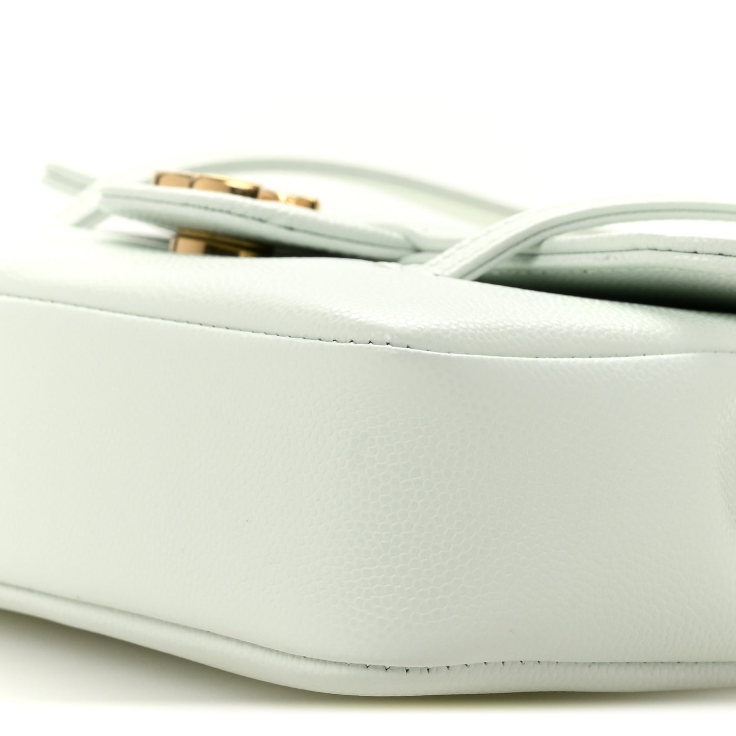 Shiny Caviar Mini Preppy Coco Shoulder Bag Light Blue