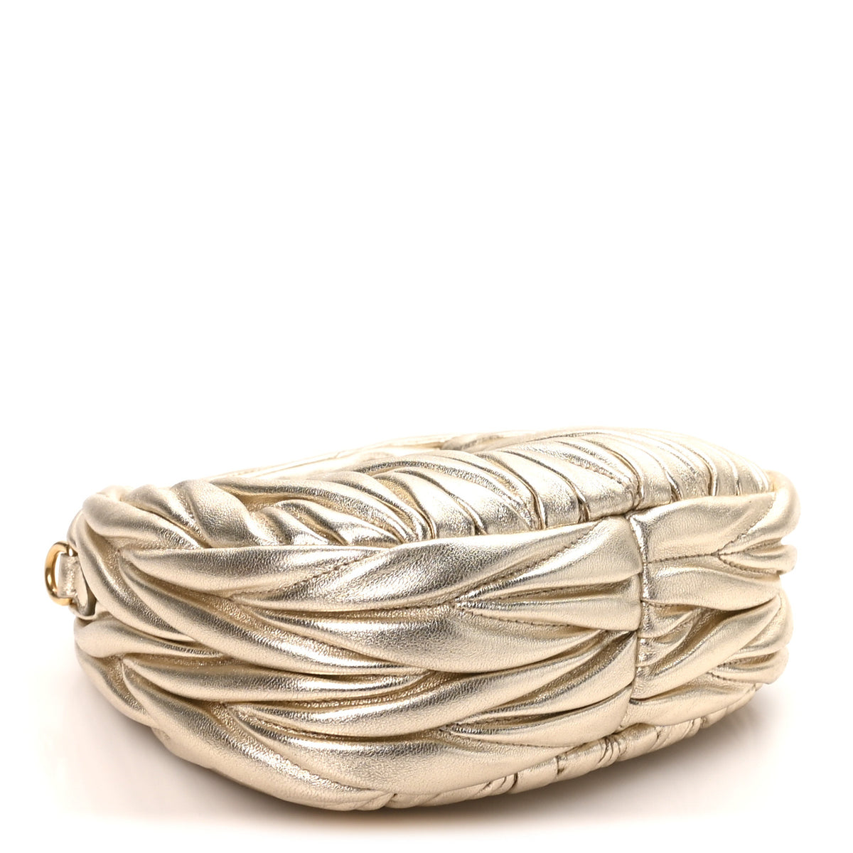 Miu Miu Metallic Nappa Matelasse Mini Wander Hobo Pirite 4 of 9
