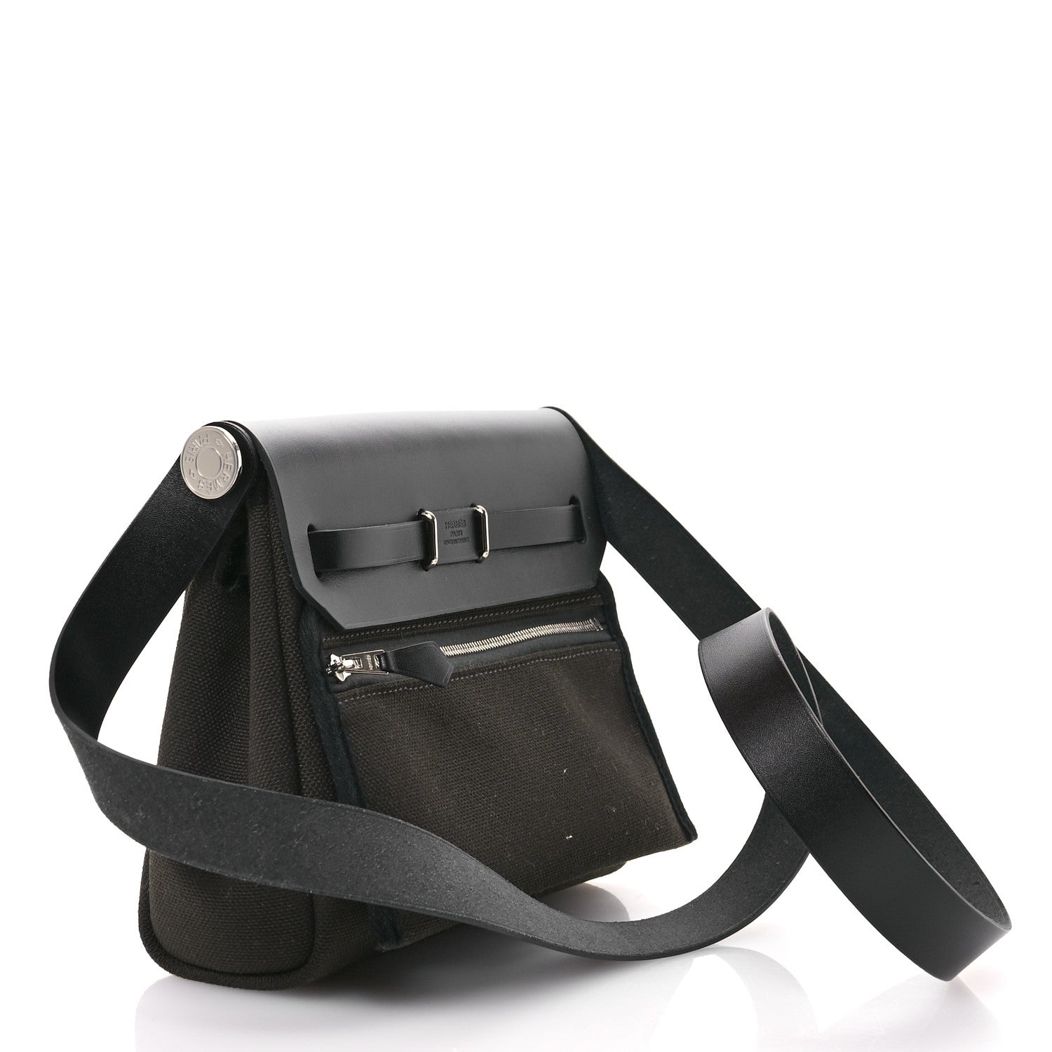 Hermes Military Toile Vache Hunter Herbag Zip Retourne 20 Vert De Gris Black 3 of 11