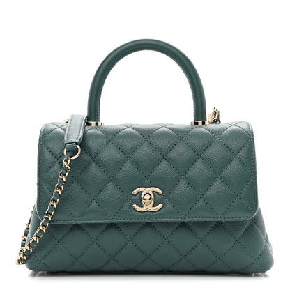 Chanel Caviar Quilted Mini Coco Handle Flap Green 1 of 10