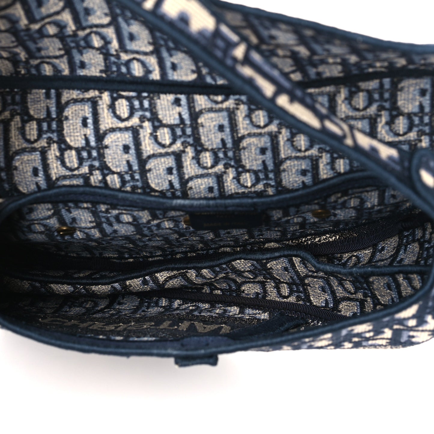 Oblique Embroidered Saddle Bag Blue