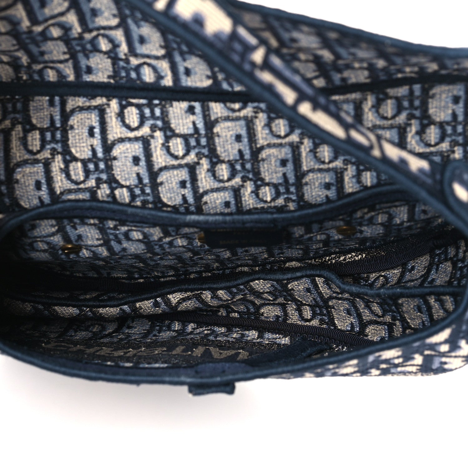 Christian Dior Oblique Embroidered Saddle Bag Blue 5 of 9