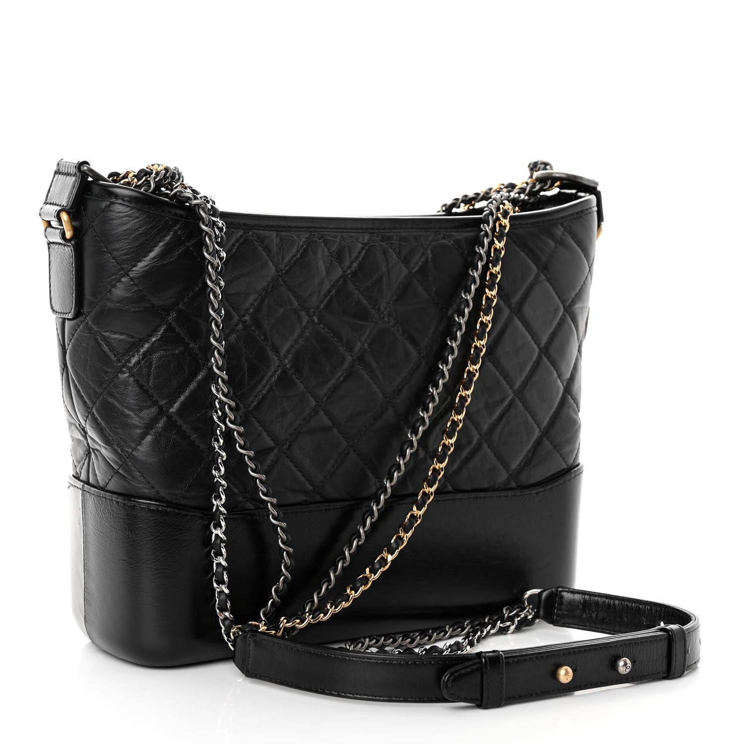 Chanel Aged Calfskin Quilted Medium Gabrielle Hobo Black 3 of 10