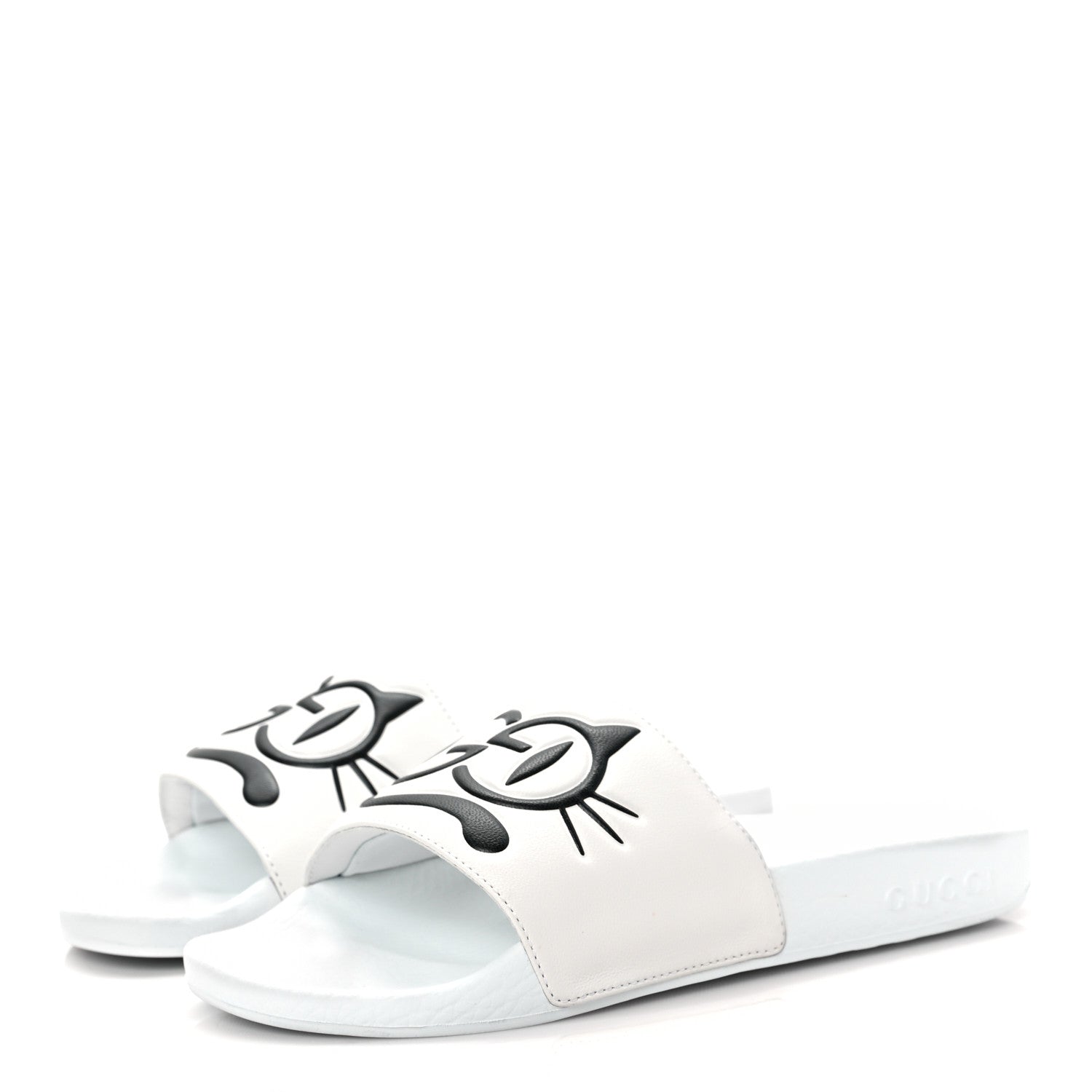 Gucci Nappa Interlocking G Cat Womens Pursuit Slide Sandals 37 Great White 3 of 7