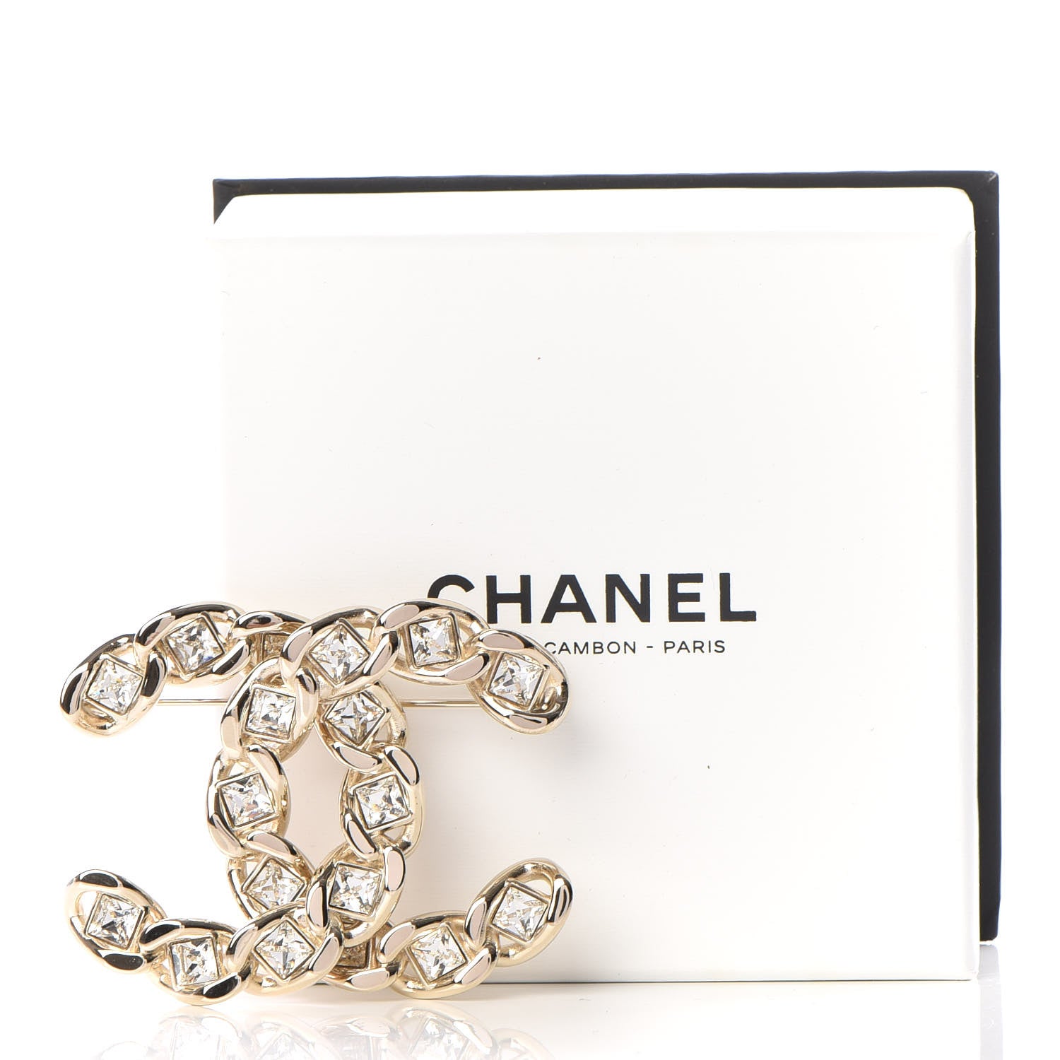 Chanel Baguette Crystal CC Brooch Gold 5 of 5