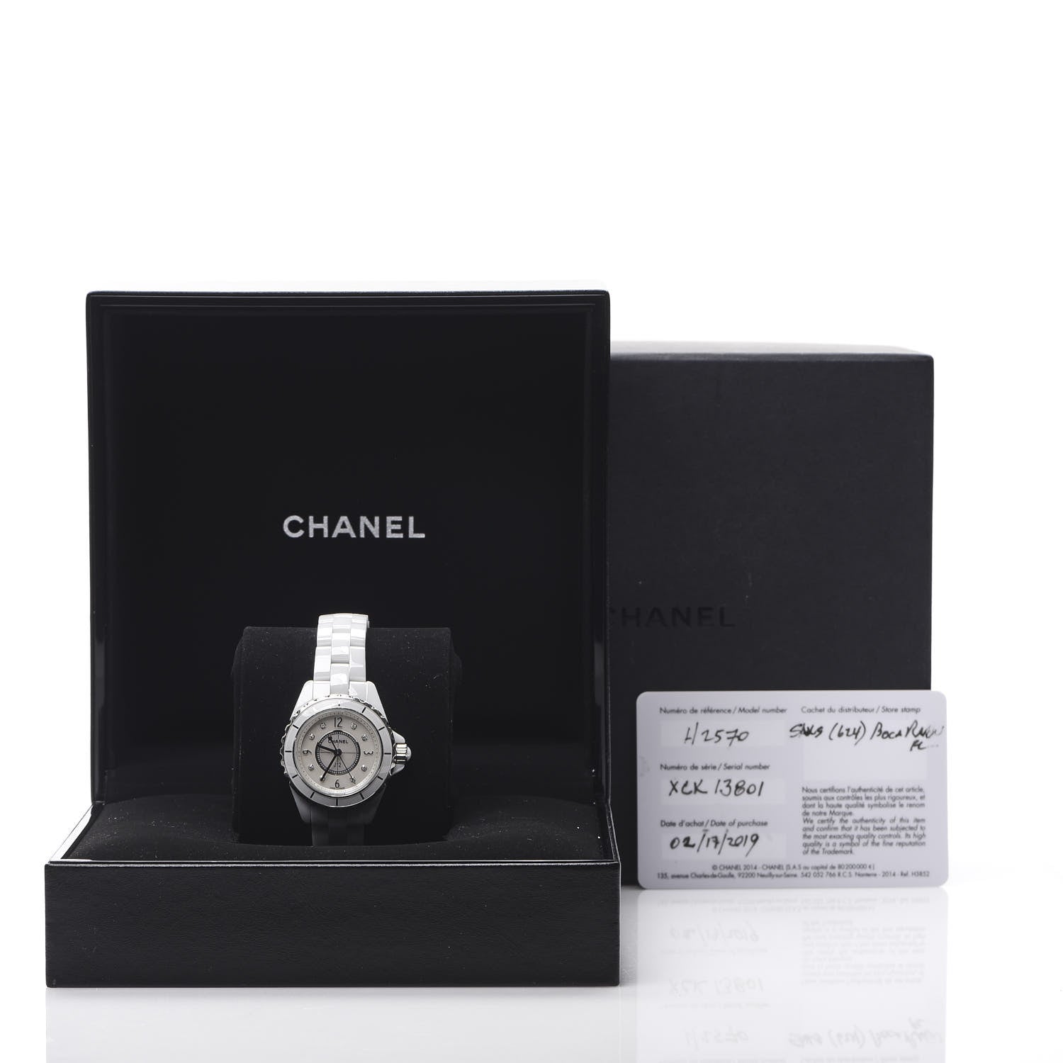 Chanel Stainless Steel Ceramic Diamond Mother of Pearl 29mm J12 Quartz Watch White 7 of 7