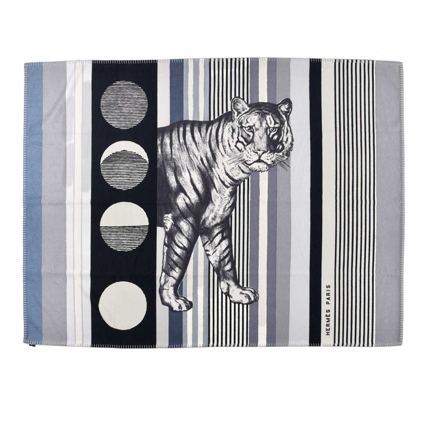 Hermes Cashmere Tigre Bayadere Blanket Calcaire 1 of 4