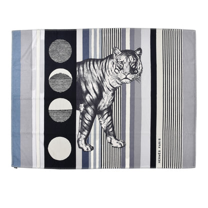 Hermes Cashmere Tigre Bayadere Blanket Calcaire 1 of 4