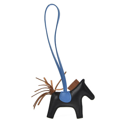 Hermes Milo Lambskin Grigri Rodeo Horse Bag Charm PM Black Gold Bleu Zanzibar 1 of 5