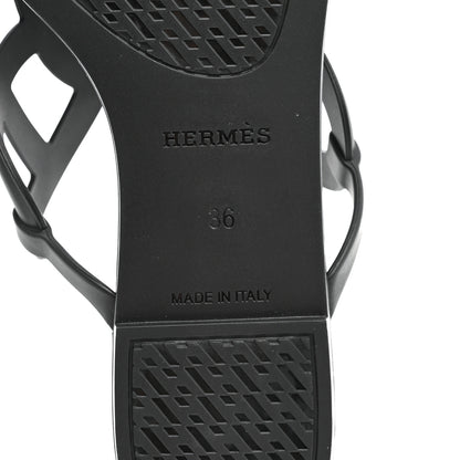 Hermes Rubber Womens Egerie Sandals 36 Black 7 of 9