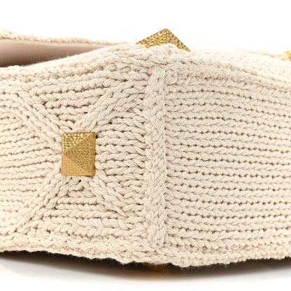 Valentino Garavani Knit Large Roman Stud Shoulder Bag Ecru 8 of 9