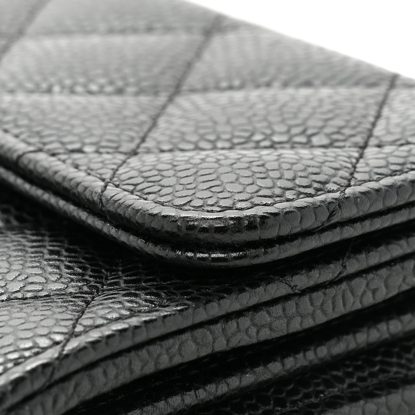 Caviar Quilted Large Flap Wallet Black