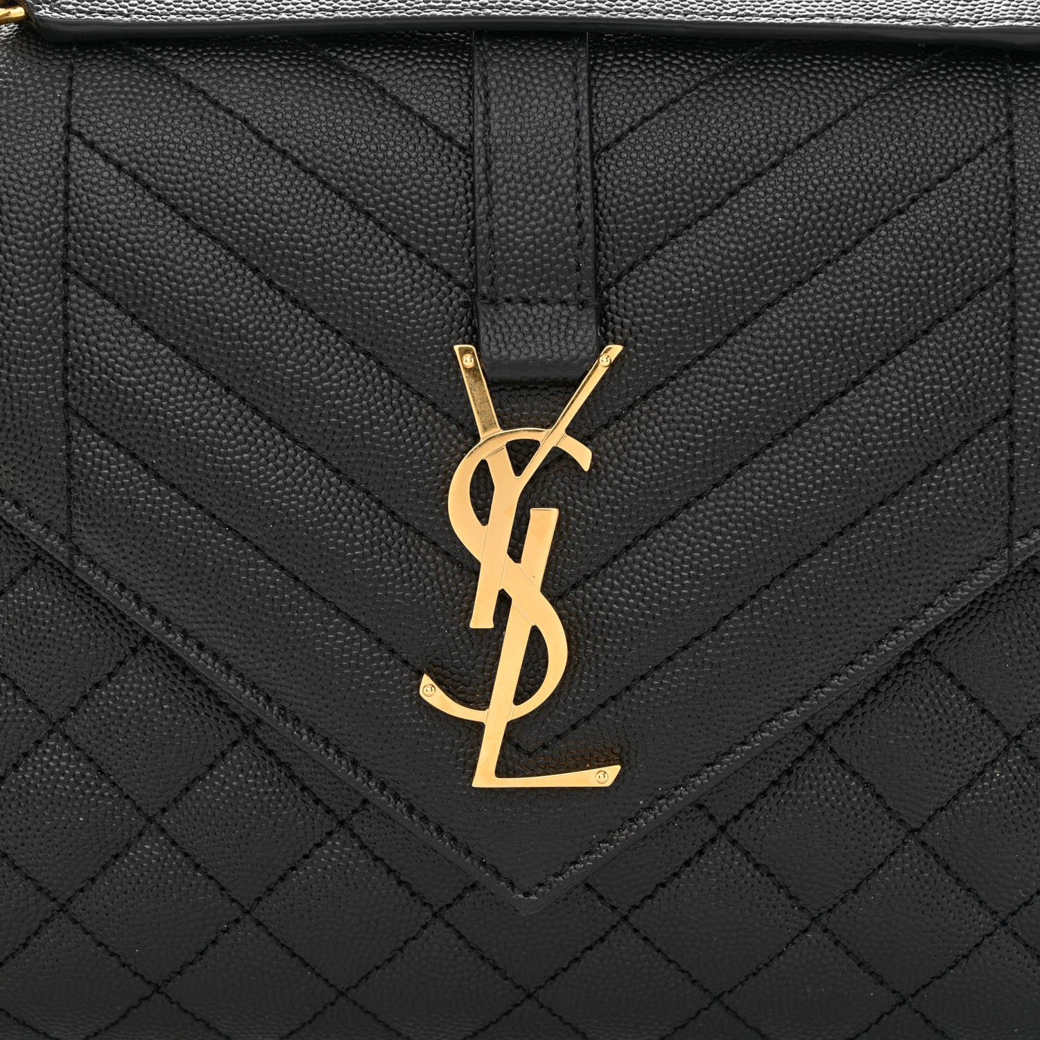 Saint Laurent Grain De Poudre Textured Mixed Matelasse Triquilt Medium Monogram Satchel Black 8 of 10