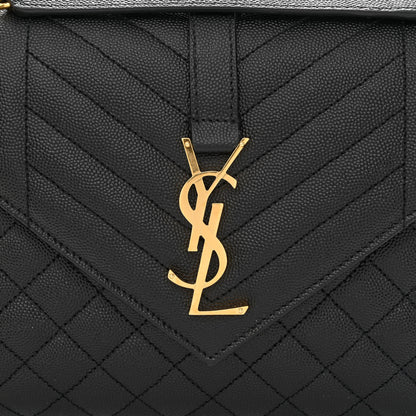 Saint Laurent Grain De Poudre Textured Mixed Matelasse Triquilt Medium Monogram Satchel Black 8 of 10