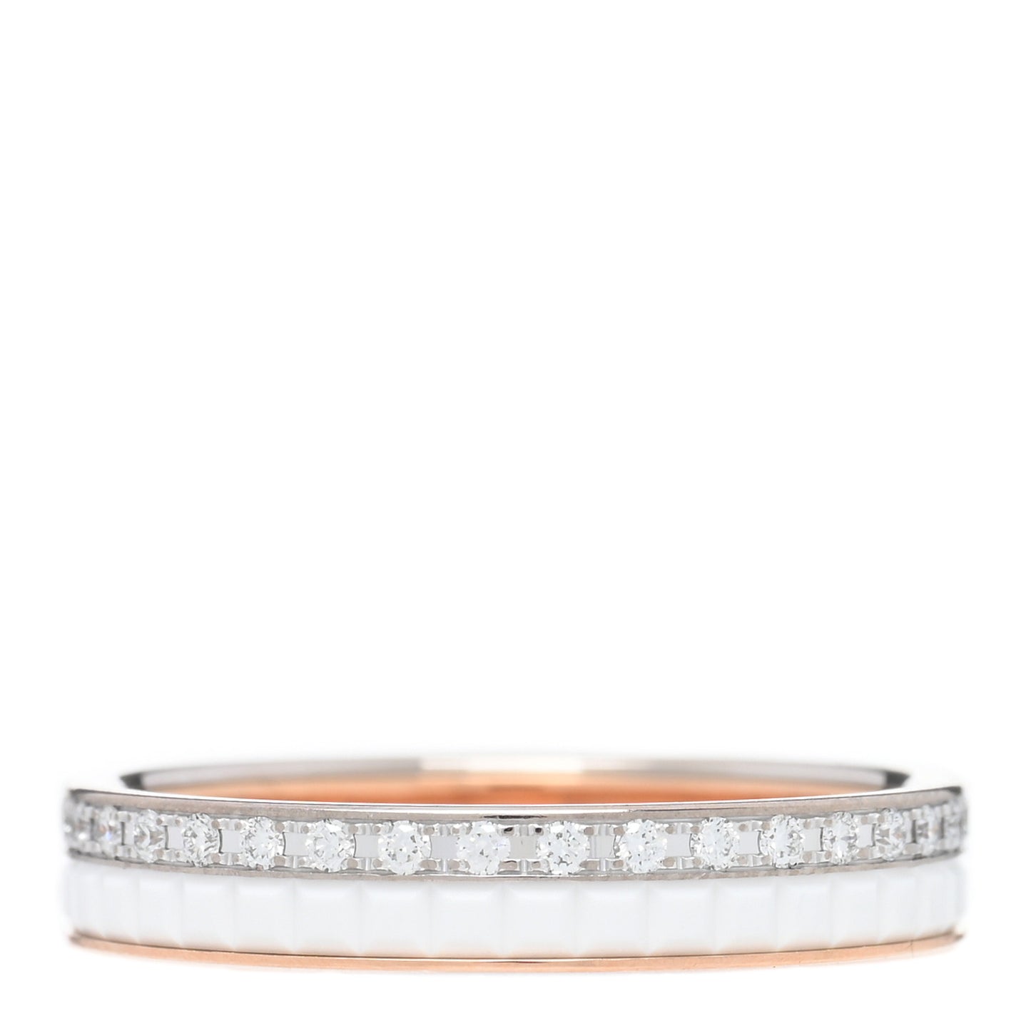 18K Pink White Gold Ceramic Diamond Quatre Classique Wedding Band Ring 56 7.5