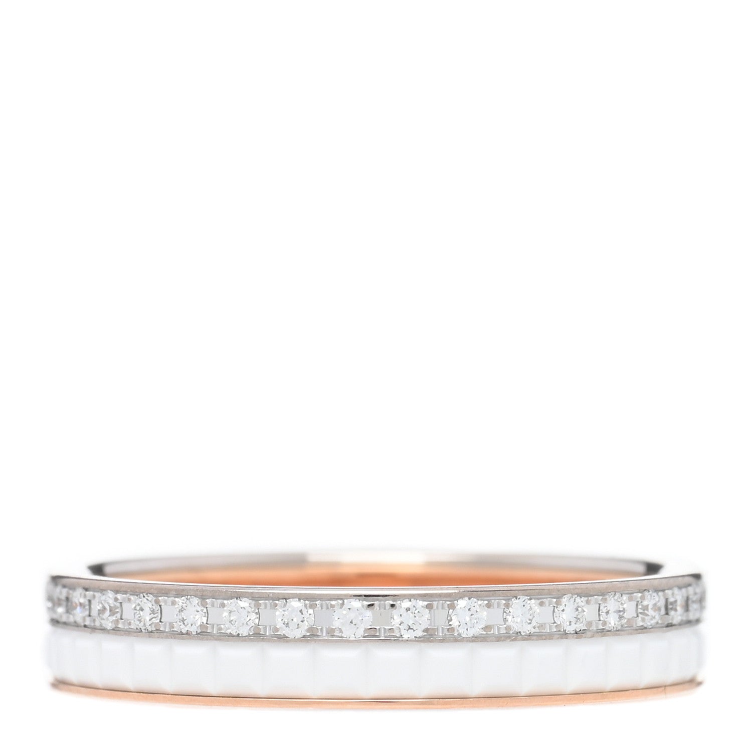 Boucheron 18K Pink White Gold Ceramic Diamond Quatre Classique Wedding Band Ring 56 7.5 1 of 5