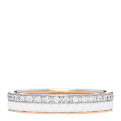 Boucheron 18K Pink White Gold Ceramic Diamond Quatre Classique Wedding Band Ring 56 7.5 1 of 5